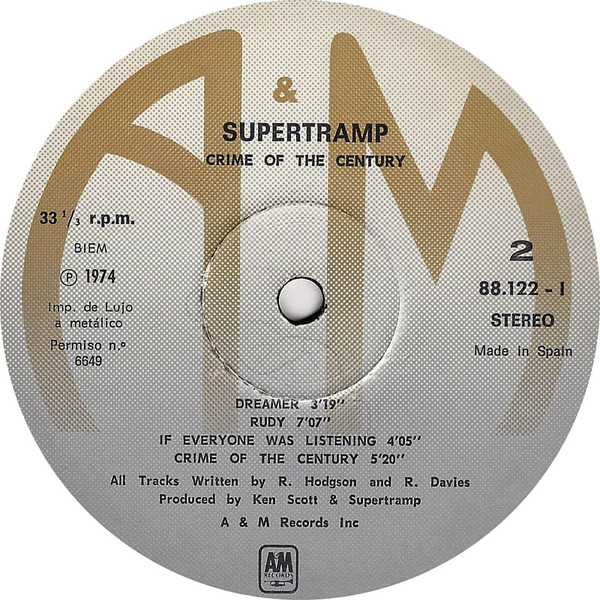 Supertramp - Crime Of The Century | A&M Records (88.122-l)