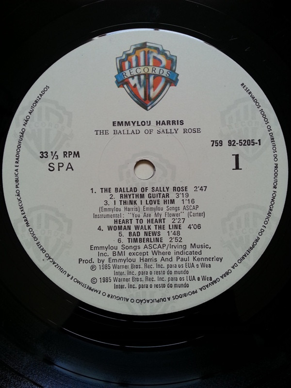 Emmylou Harris - The Ballad Of Sally Rose | Warner Bros. Records (759 92-5205-1) - 3