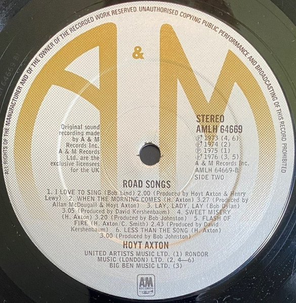 Hoyt Axton - Road Songs | A&M Records (AMLH 64669) - 4 Hoyt Axton - Road Songs | A&M Records (AMLH 64669) - 4