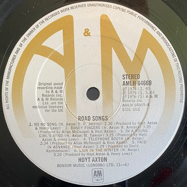 Hoyt Axton - Road Songs | A&M Records (AMLH 64669) - 3 Hoyt Axton - Road Songs | A&M Records (AMLH 64669) - 3