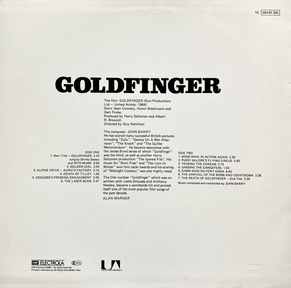 John Barry - Goldfinger (Original Motion Picture Score) | Liberty (1C 054-97 303) - 2 John Barry - Goldfinger (Original Motion Picture Score) | Liberty (1C 054-97 303) - 2