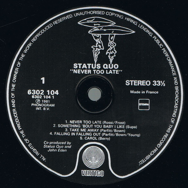 Status Quo - Never Too Late | Vertigo (6302 104) - 3 Status Quo - Never Too Late | Vertigo (6302 104) - 3