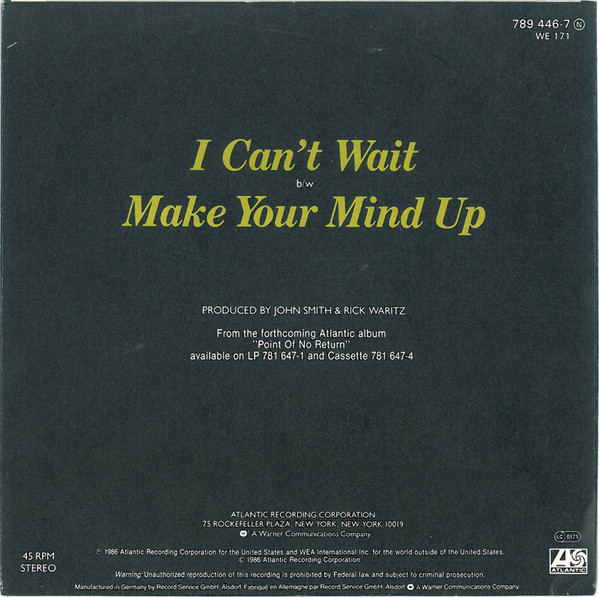 Nu Shooz - I Can't Wait | Atlantic (789 446-7) - 2