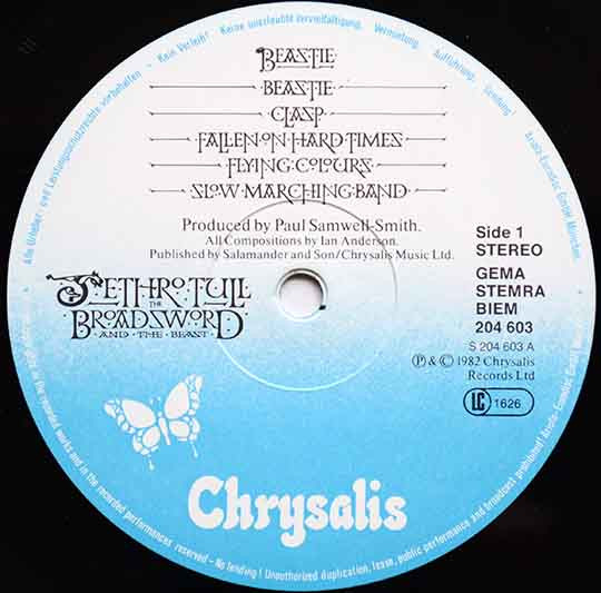 Jethro Tull - The Broadsword And The Beast | Chrysalis (204 603) - 3 Jethro Tull - The Broadsword And The Beast | Chrysalis (204 603) - 3