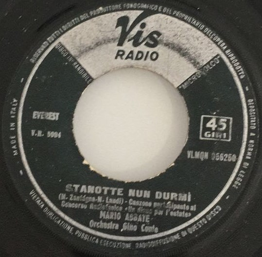 Mario Abbate - Stanotte Nun Durmi' | Vis Radio (VLMQN 056250) - main