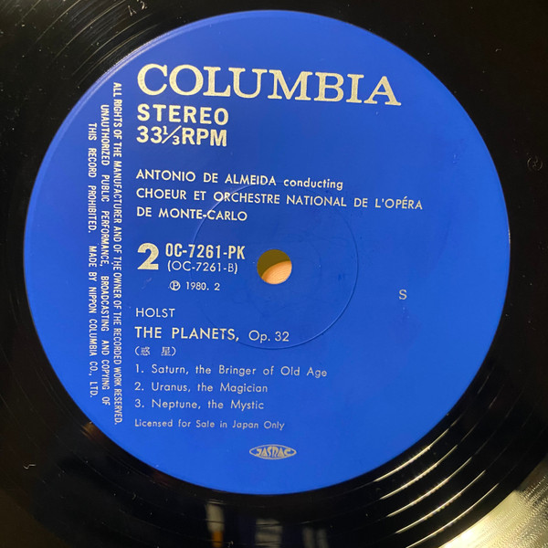 Gustav Holst , Antonio De Almeida , Orchestre National De L'Opéra De Monte-Carlo - The Planets | Columbia (OC-7261-PK) - 4 Gustav Holst , Antonio De Almeida , Orchestre National De L'Opéra De Monte-Carlo - The Planets | Columbia (OC-7261-PK) - 4