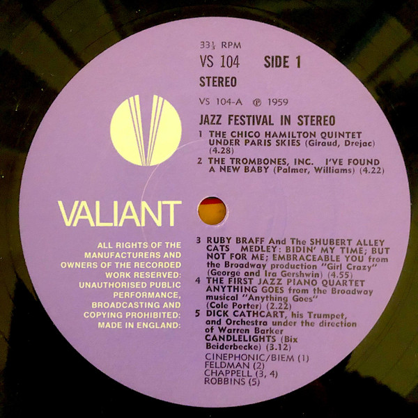 Various - Jazz Festival In Stereo | Valiant Records (VS 104) - 3 Various - Jazz Festival In Stereo | Valiant Records (VS 104) - 3
