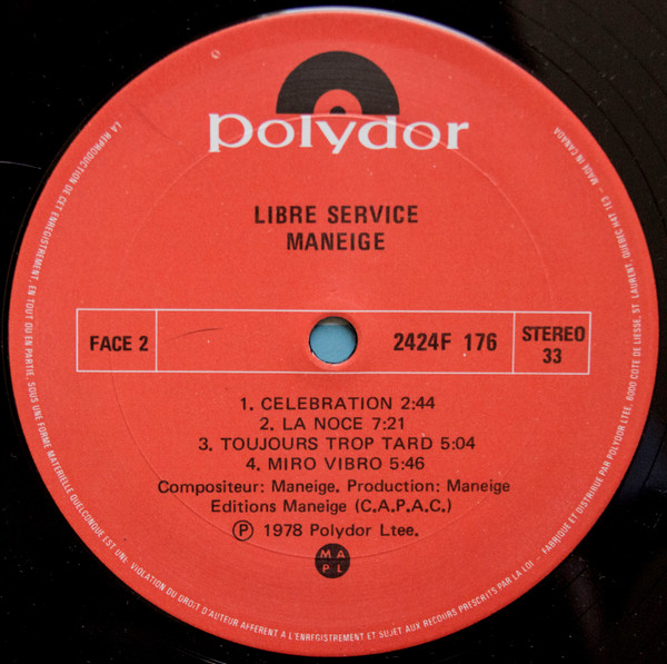 Maneige - Libre Service - Self Service | Polydor (2424 176) - 4
