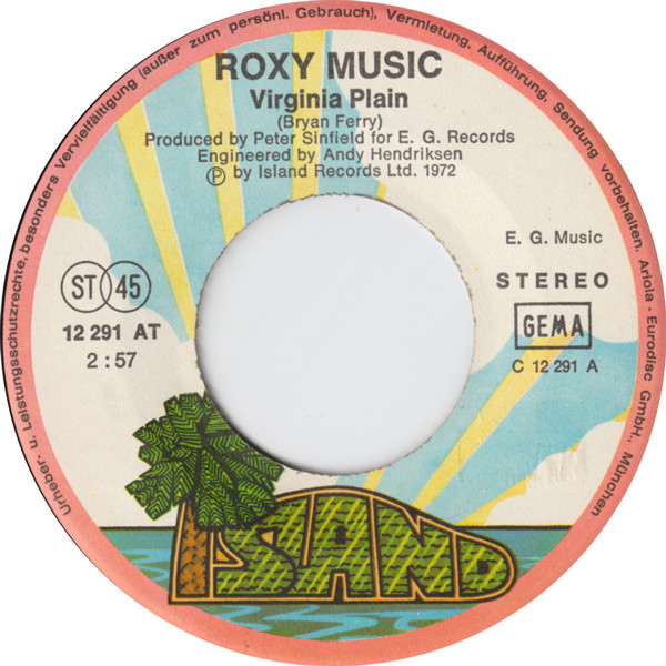 Roxy Music - Virginia Plain / The Numberer | Island Records (12 291 AT) - 3
