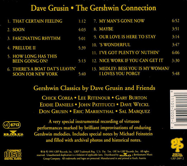 Dave Grusin - The Gershwin Connection | GRP (GRP 20052) - main