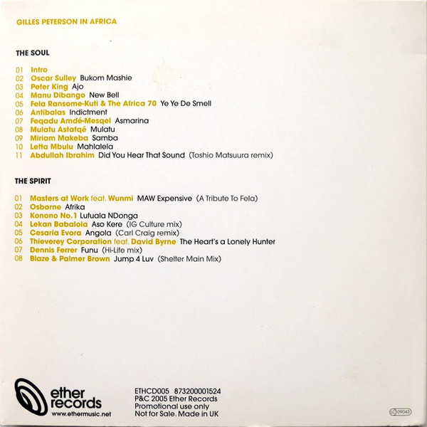 Gilles Peterson - Gilles Peterson In Africa | Ether Records (ETHCD 005) - 2