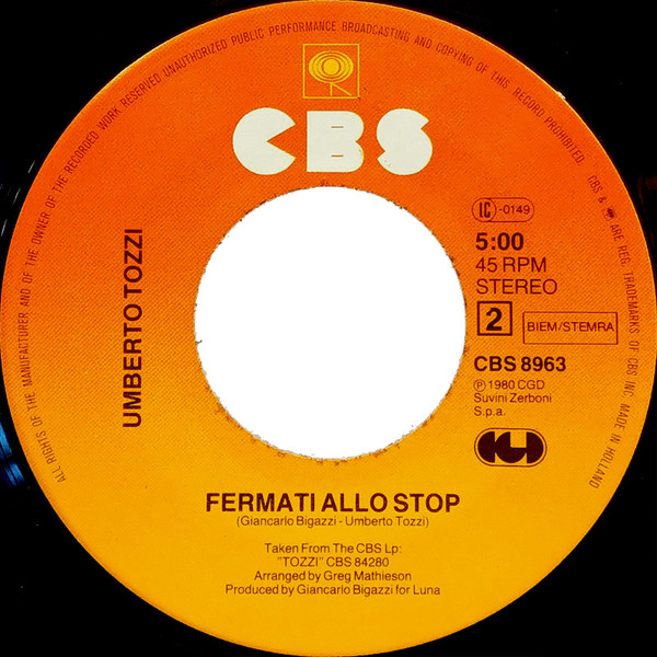 Umberto Tozzi - Dimmi Di No | CBS (CBS 8963) - 4