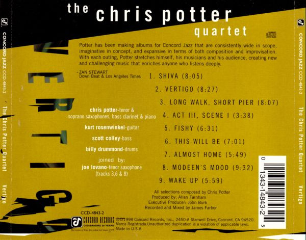 The Chris Potter Quartet - Vertigo | Concord Jazz (CCD-4843-2) - 2