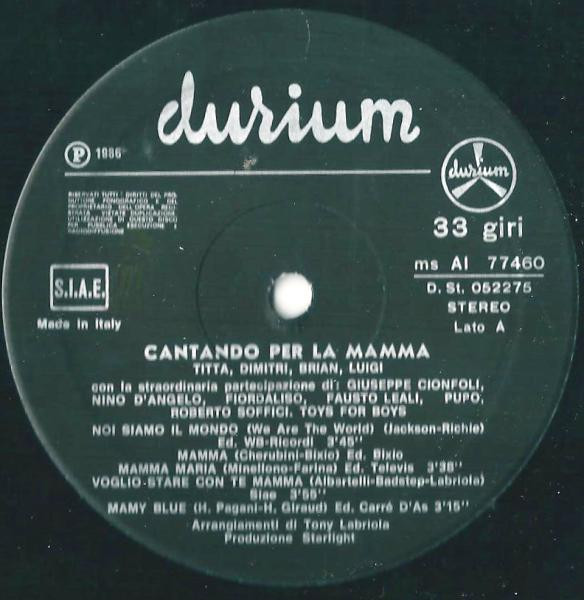 Titta , Dimitri , Brian , Luigi - Cantando Per La Mamma | Durium (msAI 77460) - 3 Titta , Dimitri , Brian , Luigi - Cantando Per La Mamma | Durium (msAI 77460) - 3