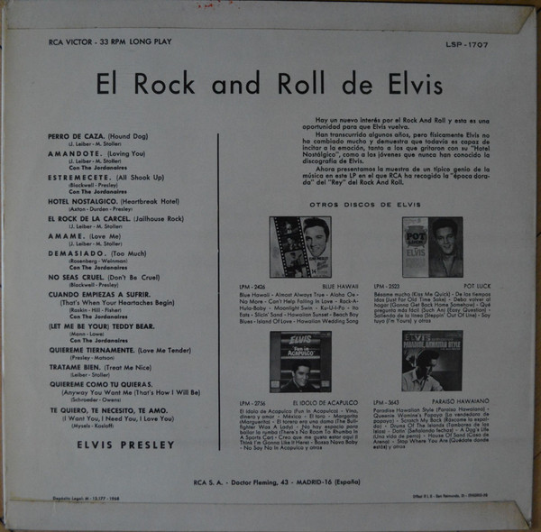 Elvis Presley - El Rock And Roll De Elvis | RCA Victor (LSP-1707) - 2