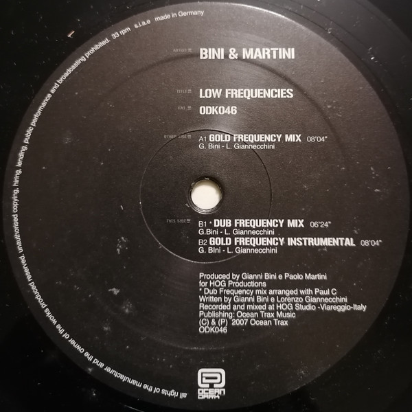 Bini & Martini - Low Frequencies | Ocean Dark (ODK 46)