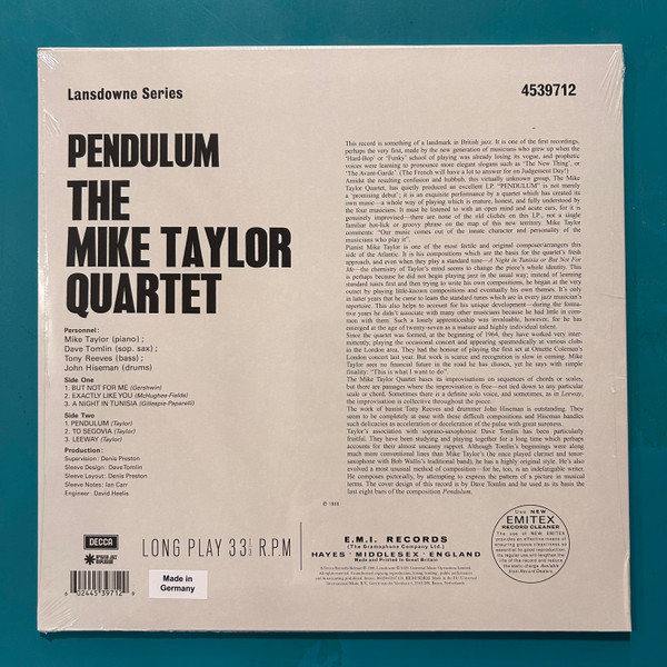 Mike Taylor Quartet - Pendulum | Decca (4539712) - 2