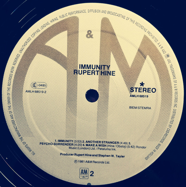 Rupert Hine - Immunity | A&M Records (AMLH 68519) - 4 Rupert Hine - Immunity | A&M Records (AMLH 68519) - 4