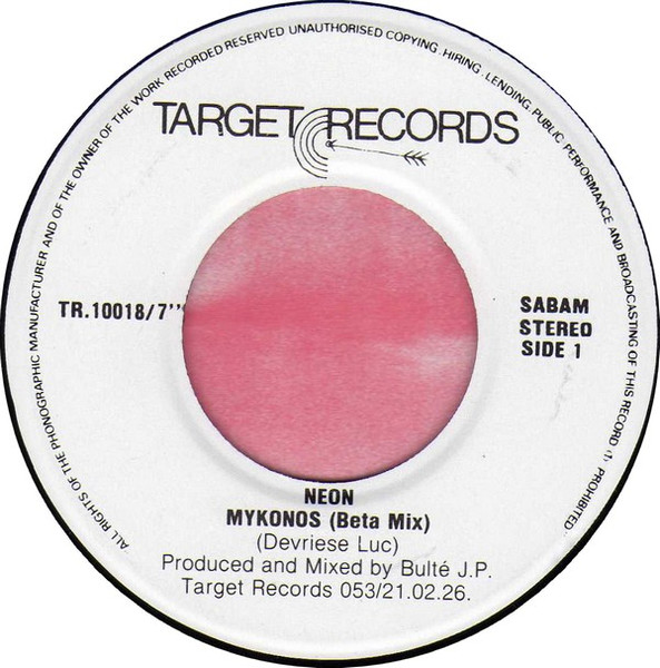 Neon - Mykonos | Target Records (TARGET RECORDS 10018/7") - 3
