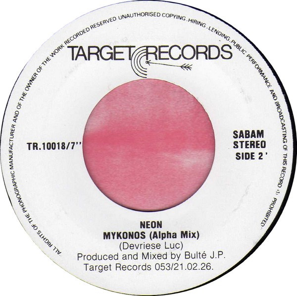 Neon - Mykonos | Target Records (TARGET RECORDS 10018/7") - 4