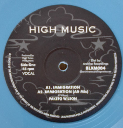 Paketo Wilson - Immigration | High Music (BLXM004) - main Paketo Wilson - Immigration | High Music (BLXM004) - main