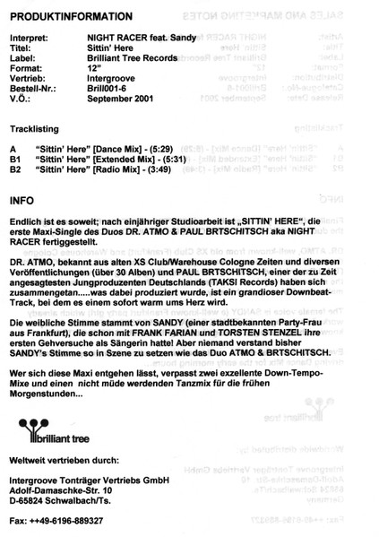 Night Racer - Sittin' Here | Brilliant Tree Records (Brill001-6 [BRILL 1 MS]) - 2