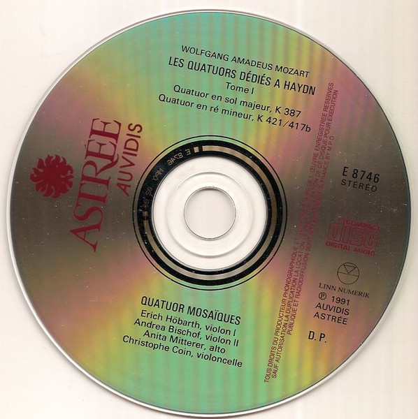 Wolfgang Amadeus Mozart - Quatuor Mosaïques - Les Quatuors Dédiés A Haydn. Tome I | Astrée Auvidis (E 8746) - 4