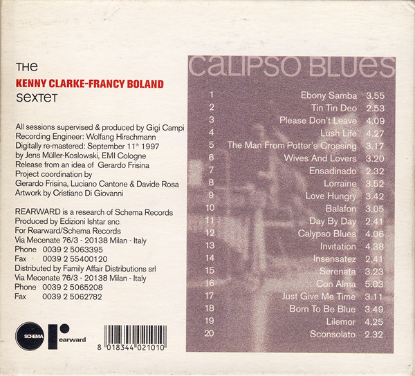 The Kenny Clarke - Francy Boland Sextet - Calypso Blues | Rearward (RW101 CD) - 2