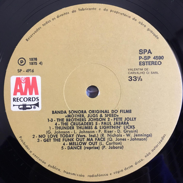 Various - Mother, Jugs & Speed (Original Soundtrack) | A&M Records (P-SP 4590) - 4