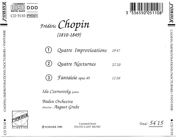 Frédéric Chopin / Ida Černecká - Improvisations / Nocturnes / Fantaisie Op. 49 | Powder Classics (CD 5110) - 3