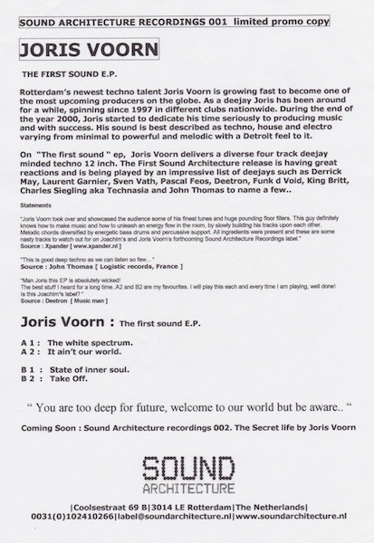 Joris Voorn - The First Sound | Sound Architecture (SA001) - 2 Joris Voorn - The First Sound | Sound Architecture (SA001) - 2