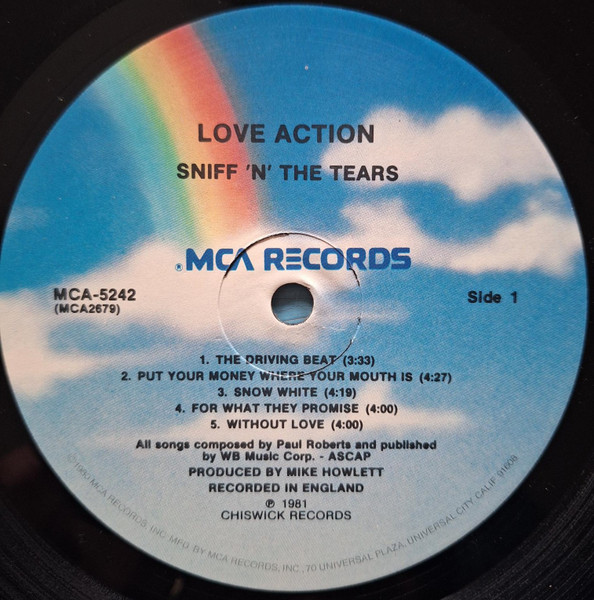 Sniff 'n' The Tears - Love Action | MCA Records (MCA-5242) - 4