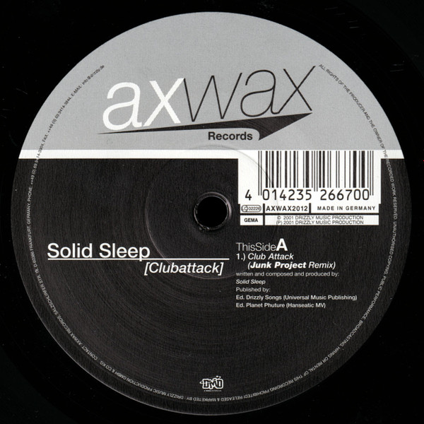Solid Sleep - Clubattack | Axwax Records (AXWAX 2012) - main Solid Sleep - Clubattack | Axwax Records (AXWAX 2012) - main