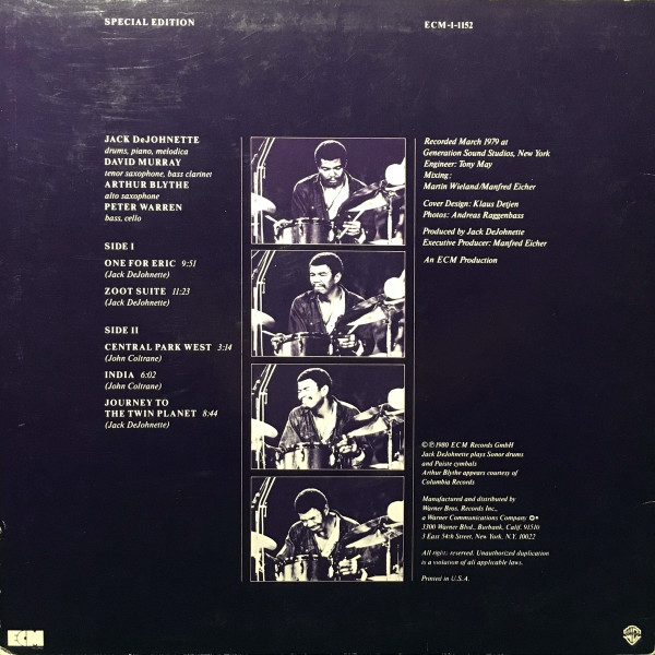 Jack DeJohnette - Special Edition [Vinyl] | ECM Records (ECM-1-1152) - 2