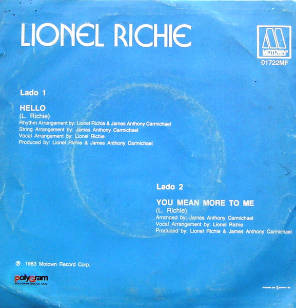 Lionel Richie - Hello | Motown (01722MF) - 2