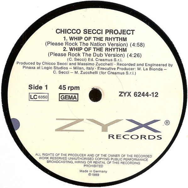 Chicco Secci Project - Whip Of The Rhythm | ZYX Records (ZYX 6244-12) - 3