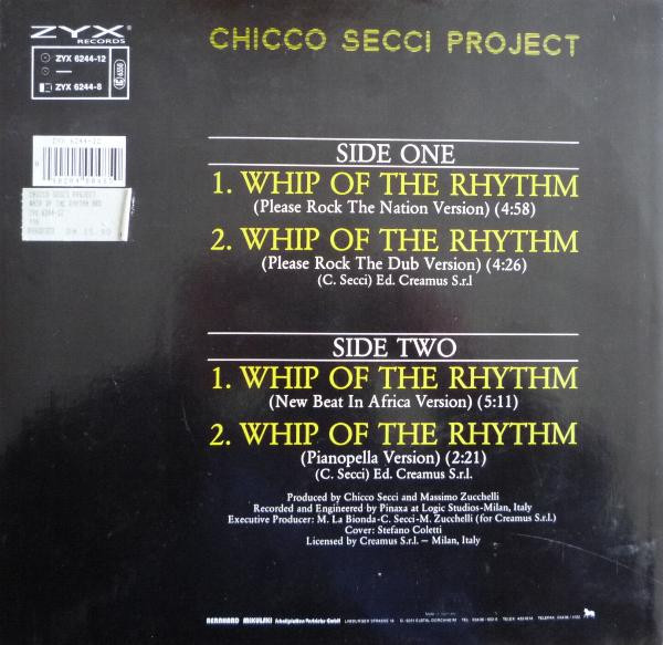Chicco Secci Project - Whip Of The Rhythm | ZYX Records (ZYX 6244-12) - 2
