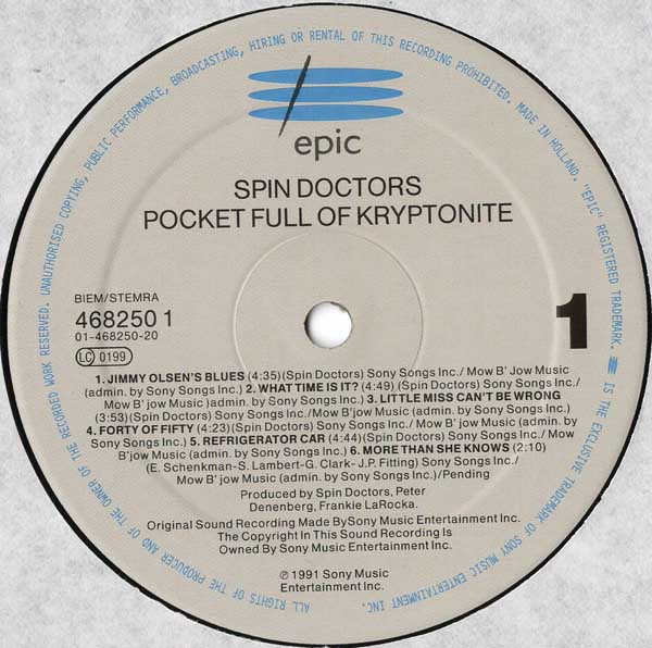 Spin Doctors - Pocket Full Of Kryptonite | Epic (EPC 468250 1) - 3