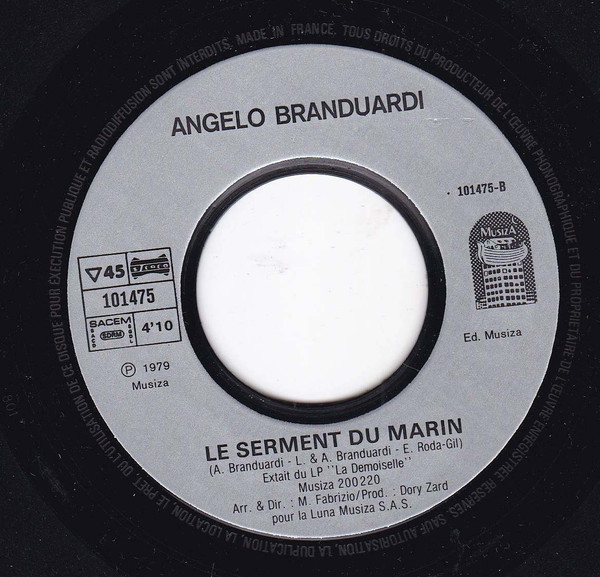 Angelo Branduardi - Le Cerisier / Le Serment Du Marin | MusiZa (101475) - 3