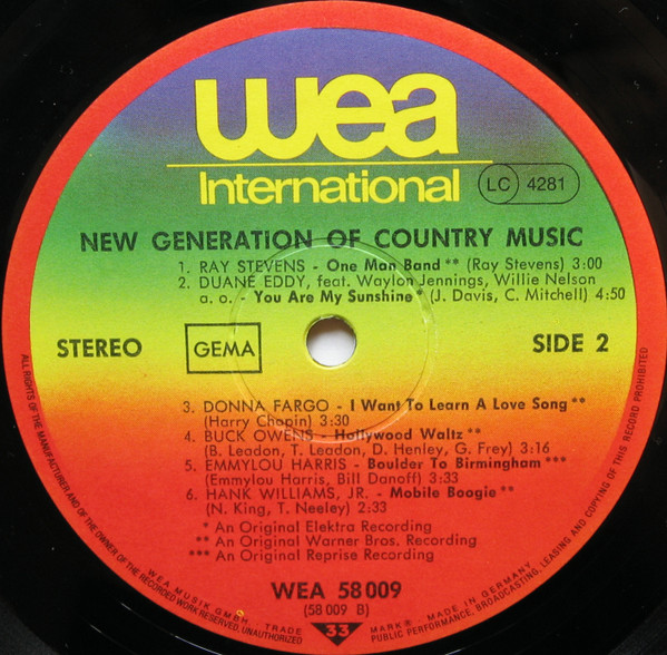 Various - The New Generation Of Country Music | Wea International (WEA 58 009) - 4 Various - The New Generation Of Country Music | Wea International (WEA 58 009) - 4