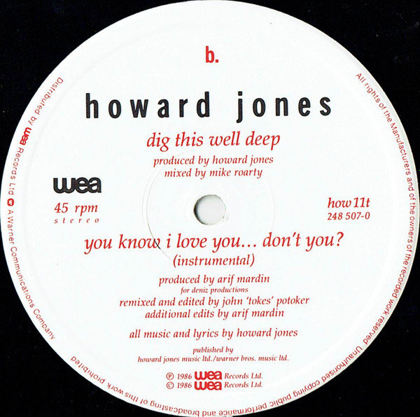 Howard Jones - You Know I Love You...Don't You? | WEA (HOW 11TF) - 4 Howard Jones - You Know I Love You...Don't You? | WEA (HOW 11TF) - 4
