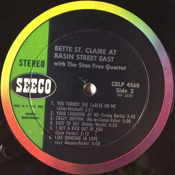 Betty St. Claire With The Stan Free Quartet - At Basin Street East | Seeco (CELP 4560) - 3