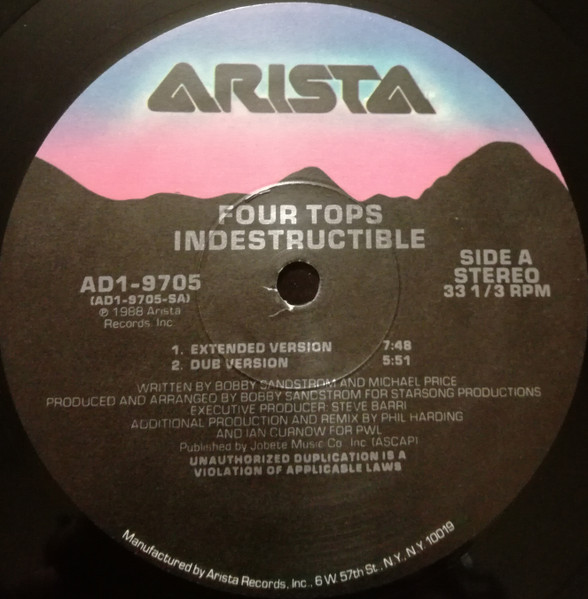 Four Tops - Indestructible | Arista (AD1-9705) - 3