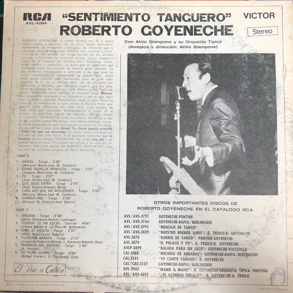 Roberto Goyeneche · Atilio Stampone Y Su Orquesta Típica - Sentimiento Tanguero | RCA Victor (AVL-4084) - 2