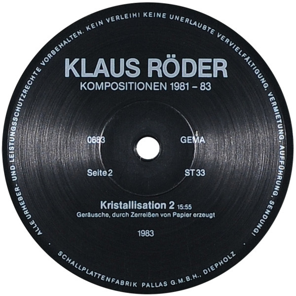 Klaus Röder - Kompositionen 1981 - 83 | Not On Label (Klaus Röder Self-released) (0683) - 4