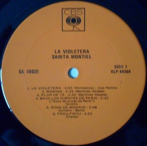 Sara Montiel - La Violetera, Original Sound Track Recording | CBS (GL 10021) - 3