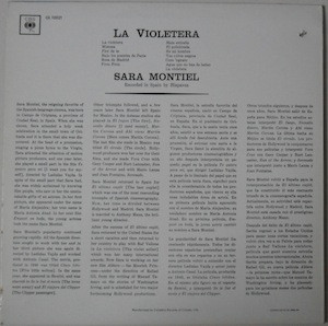 Sara Montiel - La Violetera, Original Sound Track Recording | CBS (GL 10021) - 2