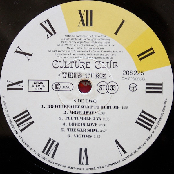 Culture Club - This Time - Culture Club : The First Four Years | Virgin (208 225-630) - 3 Culture Club - This Time - Culture Club : The First Four Years | Virgin (208 225-630) - 3