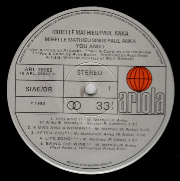 Mireille Mathieu - Mireille Mathieu Sings Paul Anka | Ariola (ARL 39062) - 2