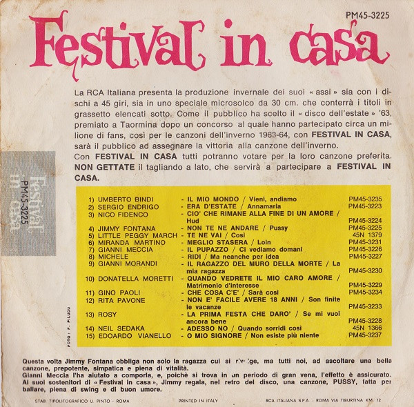 Jimmy Fontana - Non Te Ne Andare | RCA Italiana (PM45-3225) - 2 Jimmy Fontana - Non Te Ne Andare | RCA Italiana (PM45-3225) - 2